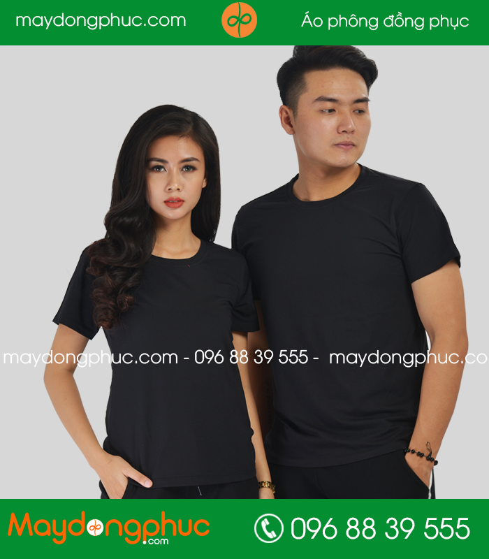 Áo phông cổ tròn đồng phục màu Đen